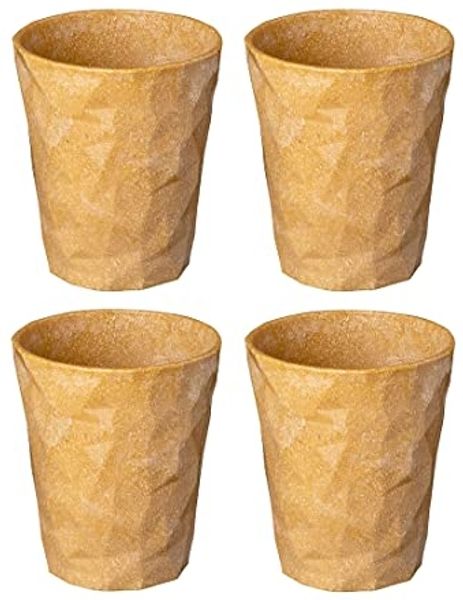 Koziol Becherset 4-tlg. Club S 2. 0, Trinkbecher, Kunststoff-Holz-Mix, Nature Wood, 250 ml, 7576702
