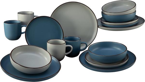 CreaTable 21016 Kombiservice Modern Scandic für 4 Personen, Steinzeug, mehrfarbig (1 Set, 16-teilig)