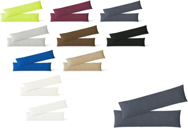 Jersey Kissenbezug, 2er Set, Baumwolle, Anthrazit, 40x145 cm