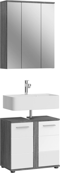 Badezimmerset Blake II - Rauchsilber / Weiß Hochglanz