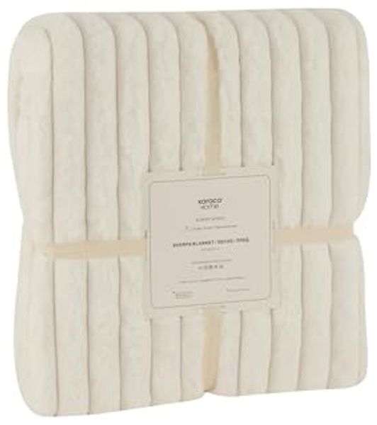 Karaca Tagesdecke Karaca Stripe Sherpa Weiße Decke Tagesdecke Bettdecke 150x200