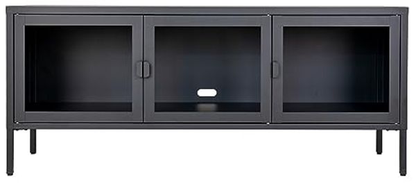 Vitrine >Brisbane< in Schwarz mit Glas aus Stahl, Glas - 140x85x40cm (BxHxT)