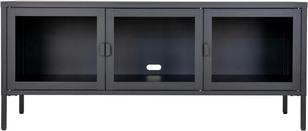 Vitrine >Brisbane< in Schwarz mit Glas aus Stahl, Glas - 140x85x40cm (BxHxT)