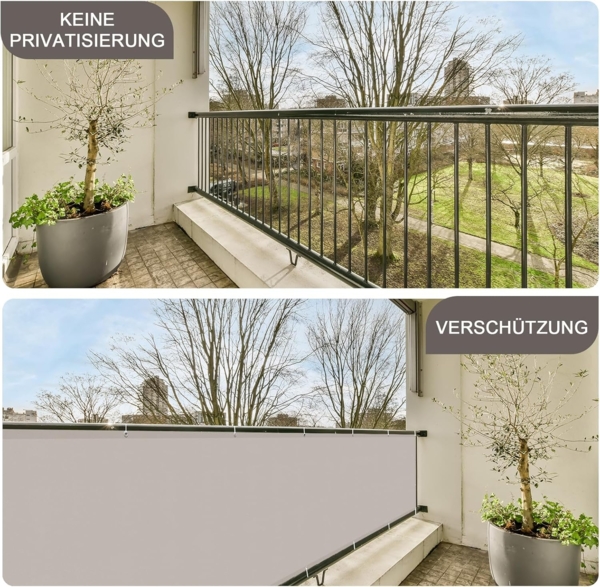 SUNNY GUARD Balkon Sichtschutz 90x800 cm Balkonabdeckung PES UV-Schutz Balkonverkleidung wetterfester,mit Kabelbinder,Taupe Bild 5