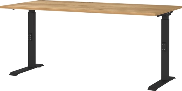 Germania Schreibtisch 7911-593, in Navarra-Eiche-Nb./Schwarz, me. höheneinst, 160 x 91 x 80 cm (BxHxT)