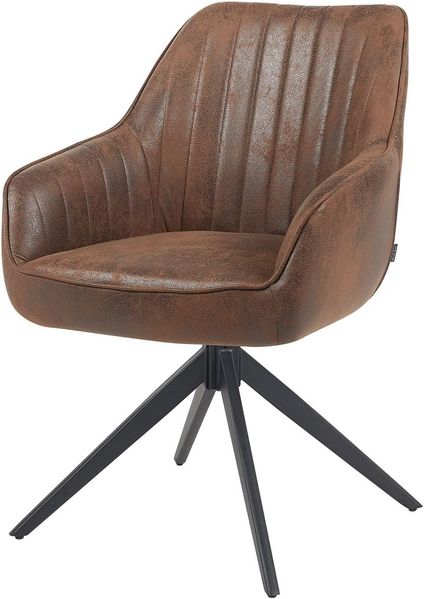 B&D home Drehstuhl Vintage, Konferenzstuhl, Bürosessel, Schreibtisch Sessel, Computerstuhl, Polsterstuhl, Chefsessel 150 kg belastbarkeit, Microfaser in Wildleder Optik, braun