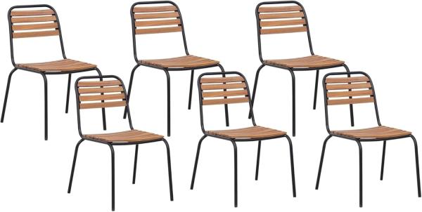 Gartenstuhl 6er Set VALLESE Akazienholz Heller Holzfarbton