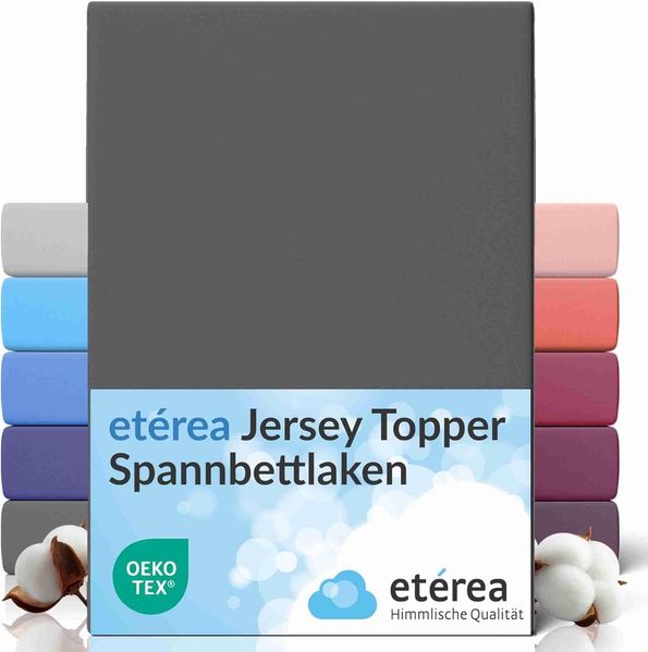 etérea Jersey Topper Spannbettlaken Spannbetttuch Anthrazit 180x200 - 200x200 cm