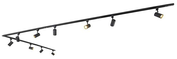 Qazqa Schienensystem-Sets Iconic jeana, 500 cm, (1-tlg), GU10, Schwarz, Modern, Aluminium, Deckenstrahler 10-flammig