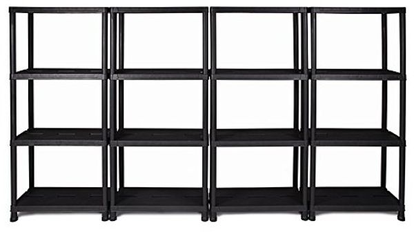 ONDIS24 Steckregal Regal, Lagerregal, 60 x 30 x 138 (H) cm, 12 Zoll, 4-tlg, Kunststoff, anthrazit, bis maximal 125 kg belastbar