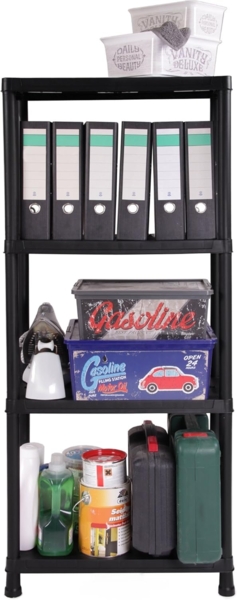 ONDIS24 Steckregal Regal, Lagerregal, 60 x 30 x 138 (H) cm, 12 Zoll, 4-tlg, Kunststoff, anthrazit, bis maximal 125 kg belastbar Bild 2