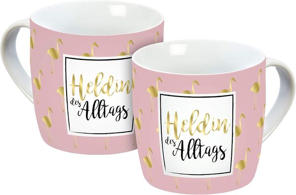 infinite by GEDA LABELS (INFKH) Heldin des Alltags Echtgold Druck Tasse, Porzellantasse, Kaffeetasse, Porzellan, Rosa-Gold, 300 ml