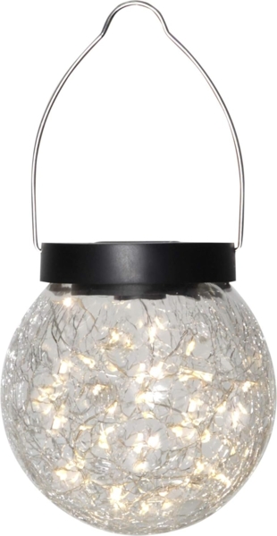 LED Solar Hängeleuchte ,Glory', Bruchglas-Optik, Lichtsensor, warmweiß, Ø 12cm