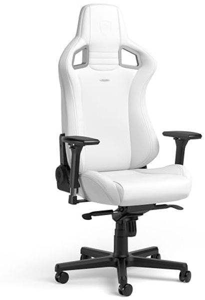 noblechairs Epic Gaming Stuhl - Gaming Sessel - Gaming Chair Pc - Bürostuhl Ergonomisch - Schreibtischstuhl - Drehstuhl - 120 kg Belastbarkei (White Edition, High-Tech Kunstleder)