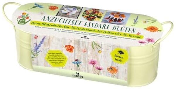 moses 87177 Blatt Anzuchtset Essbare Blüten in der Zinkwanne, Bunte Saatmischung