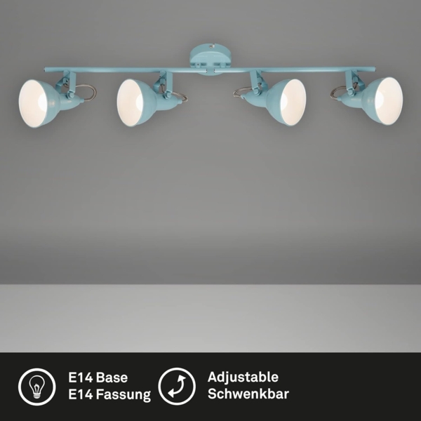 BRILONER - Deckenlampe Vintage schwenkbar, E14 Fassung, max. 40 Watt, Deckenleuchte, Lampe, Wohnzimmerlampe, Schlafzimmerlampe, Küchenlampe, Deckenstrahler, Deckenbeleuchtung, 79x19 cm, Mint-Weiß Bild 2