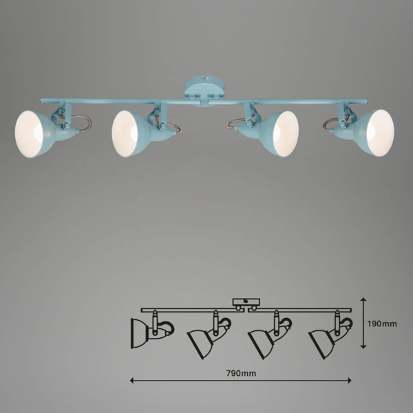BRILONER - Deckenlampe Vintage schwenkbar, E14 Fassung, max. 40 Watt, Deckenleuchte, Lampe, Wohnzimmerlampe, Schlafzimmerlampe, Küchenlampe, Deckenstrahler, Deckenbeleuchtung, 79x19 cm, Mint-Weiß Bild 7