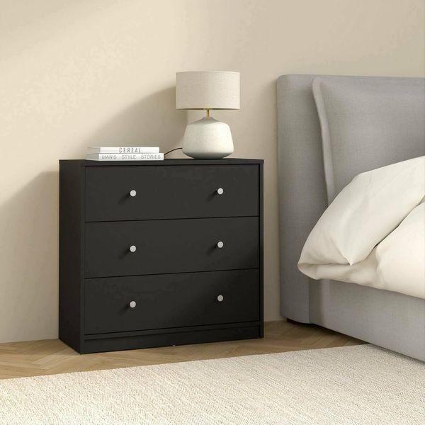 Dmora - Kommode Vivienne, Mehrzweckkommode, Schlafzimmerkommode, Schrank mit Schubladen, 72x30 h68 cm, Schwarz