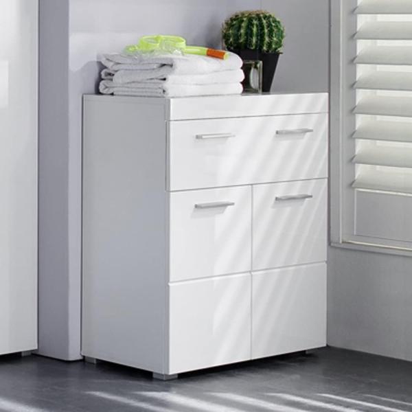 Lomadox Kommode ALTENA-19, Badezimmerschrank Mehrzweckschrank in Weiß Hochglanz, 73 x 79 x 31 cm