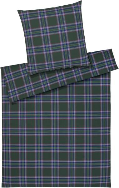 elegante Soft-Flanell Bettwäsche Westminster moosgrün|135x200 cm + 80x80 cm