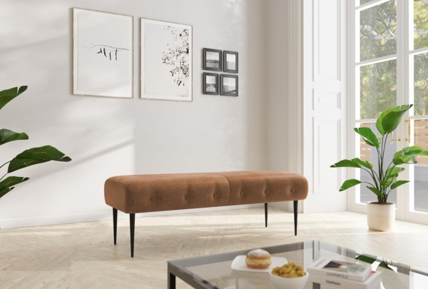 CAVADORE Sitzbank Amba, Trendige Polsterbank 2,5-sitzig für Küche, Esszimmer oder Wohnküche / Küchenbank passend zum 2,5-Sitzer Amba / 139 x 52 x 54 / Hochwertiges Mikrofaser: Rot-Braun Bild 2