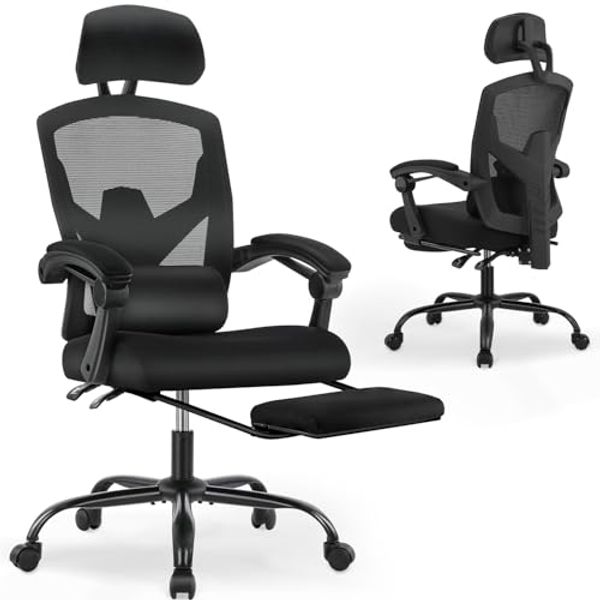 DUMOS Bürostuhl Ergonomisch EIN Schreibtischstuhl mit Komfortarmlehnen Ausgestattet mit Einer Bequemen Lendenwirbelstütze und Fußstütze Office Chair Geeignet für Zuhause