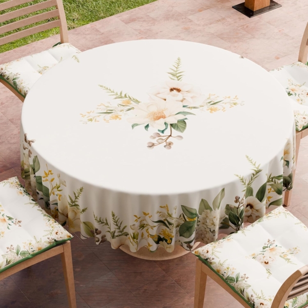 PETTI Artigiani Italiani - Fleckabweisende runde Tischdecke aus Mikrofaser (Durchmesser 120 cm), Küchentischabdeckung für runden Tisch, Botanical, 100% Made in Italy Bild 2