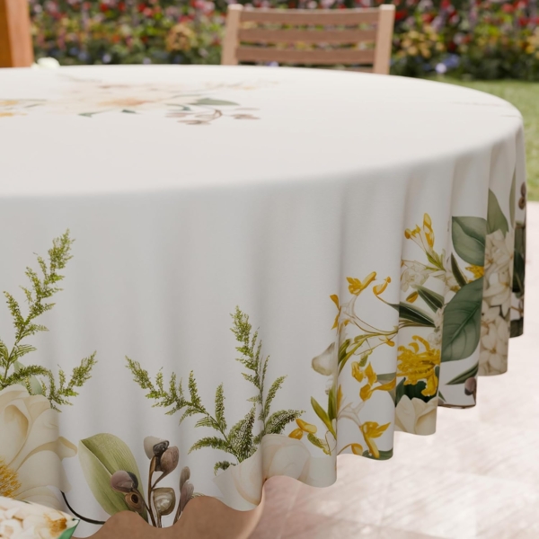 PETTI Artigiani Italiani - Fleckabweisende runde Tischdecke aus Mikrofaser (Durchmesser 120 cm), Küchentischabdeckung für runden Tisch, Botanical, 100% Made in Italy Bild 5
