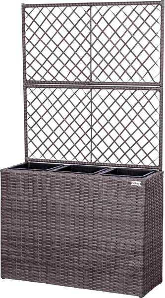 STILISTA Pflanzkübel Polyrattan Pflanzkasten Blumentopf Blumenkasten, 130 x 84 x 29 cm, 3 herausnehmbare Innentöpfe, Rankgitter, Farbwahl