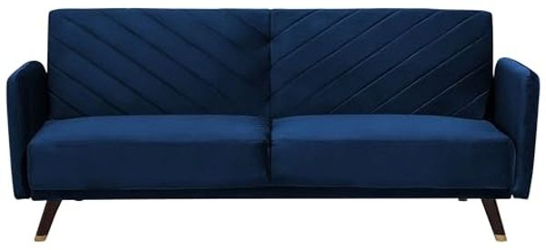 Schlafsofa 3-Sitzer Samtstoff blau SENJA