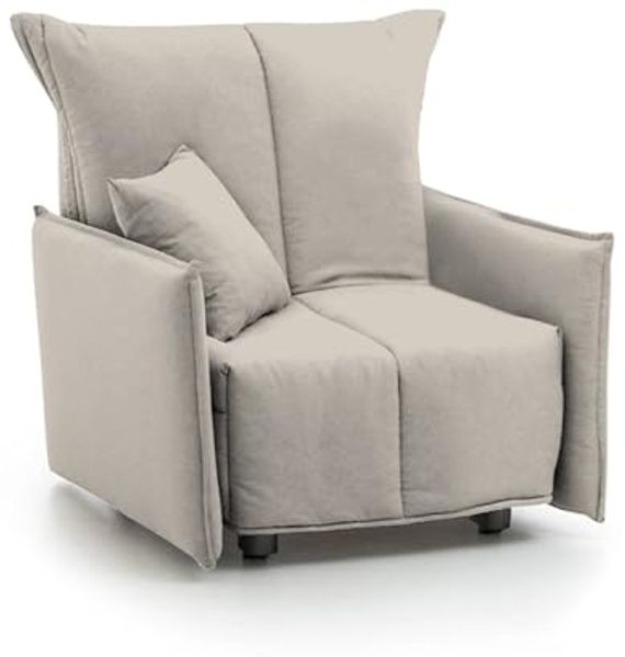 Talamo Italia - Sessel Almerinda, Einzelsofa, Wohnzimmersessel mit Trolley-Öffnung, Standardarmlehnen, 100 % Made in Italy, 110 x 90 x 85 cm, Beige Bild 4