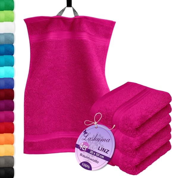Lashuma Gästehandtücher Linz, Frottee (4-St), Damen Gästetücher pink 30x50 cm