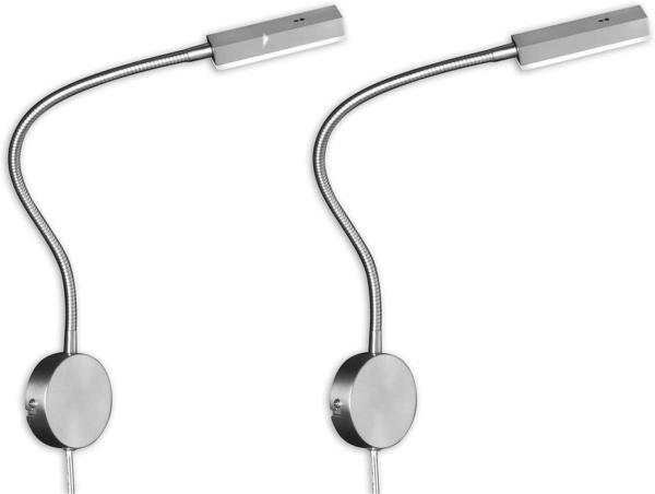 2er SET LED Wandlampen dimmbar, Schwanenhals Leselampen, Breite 8cm