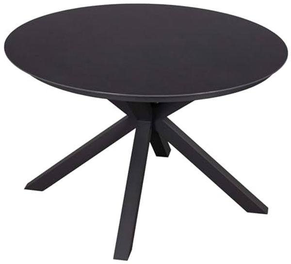 MR. DEKO Gartentisch rund Malaga 120cm Keramik Aluminium Anthrazit, wetterfest & kratzfest (Mit X-Gestell & Keramik-Tischplatte – stilvoller Esstisch für Outdoor, 1-St), Wetterfest & modern – Tisch Höhe anpassbar, pflegeleicht
