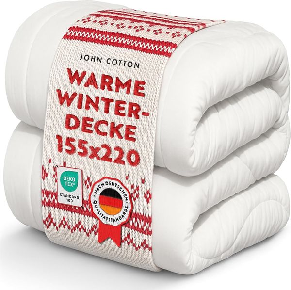 John Cotton New Way Bettdecke 155x220 - Innovativ & Atmungsaktive Winterdecke für Allergiker | Oeko-Test Zertifiziert Bettdecken | Weiche Microfaser Schlafdecke | Winterdecke 155x220 cm