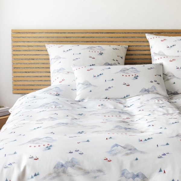 elegante Soft-Flanell Bettwäsche Wintersause schneeweiß|155x220 cm + 80x80 cm Bild 2