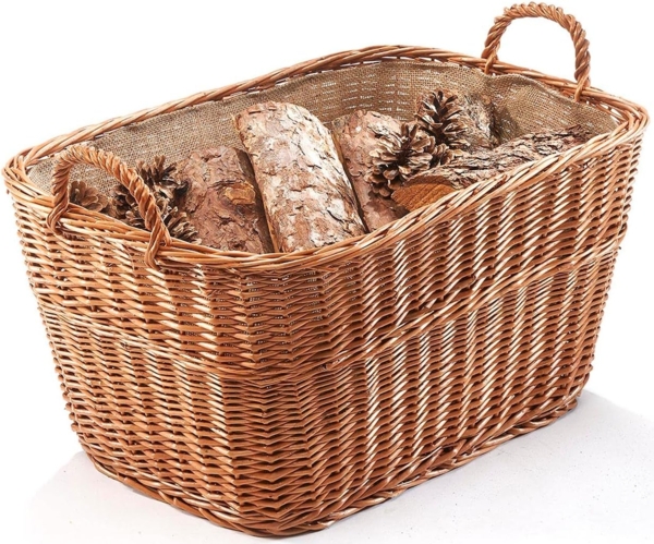 Kobolo Kaminholzkorb Holzkorb eckig gekochte Weide Leinen Gr 2 Bild 1
