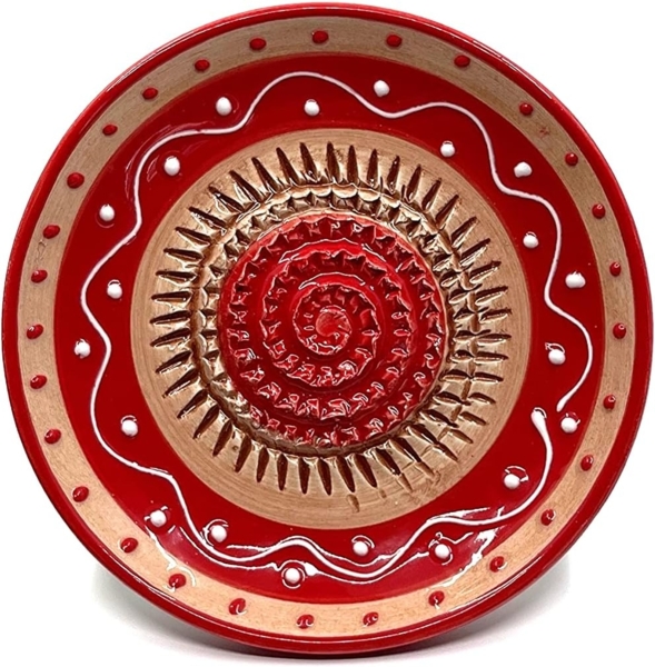 Kaladia Multireibe Reibeteller in rot und hellbraun, Keramik, handbemalte Küchenreibe - Made in Spain