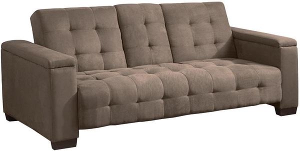 Vente-unique - Schlafsofa Klappsofa 3-Sitzer - Microfaser - Braun - DEVONSHIRE