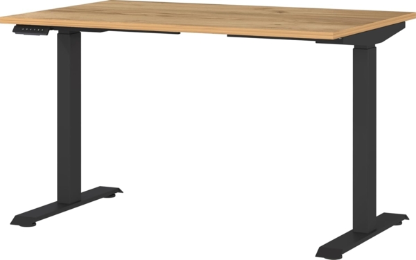 Germania Schreibtisch 7907-593, in Navarra-Eiche-Nb./Schwarz, EL. höhenverstellb, 120 x 120 x 80 cm (BxHxT)