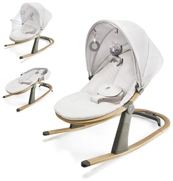 Kinderkraft ELSU Babywippe 2in1 ab Geburt, Hüpfstuhl für Babys Neugeborene 0-9 kg, 2 Spielzeuge zur Aktivierung, Verstellbarer, Leicht, Weiches Material, Grau