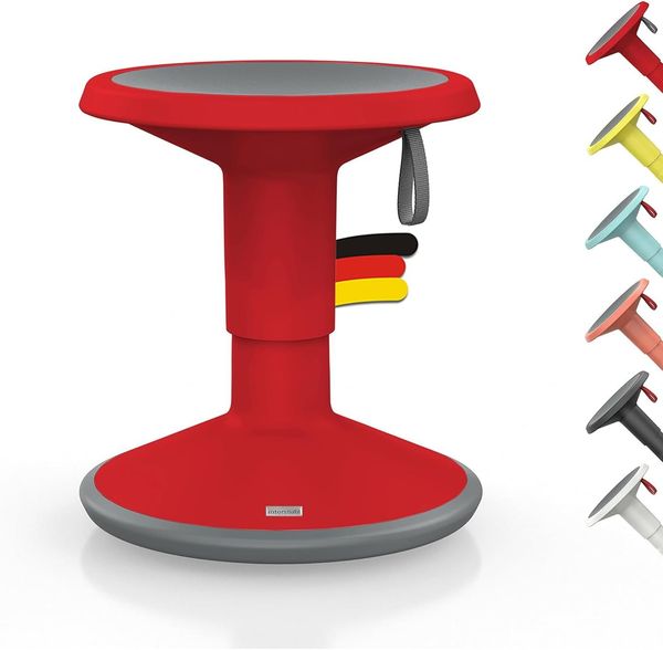 Interstuhl UPis1 - ergonomischer Sitzhocker mit Schwingeffekt - höhenverstellbar - Hocker mit rutschhemmender Standfläche & Kippschutz - Sitzhocker für gesünderes Arbeiten (Rot)