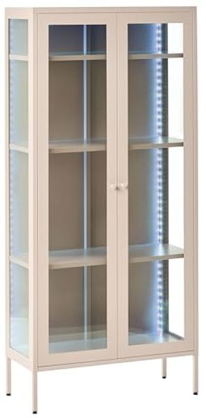 Vitrine mit LED-Beleuchtung HARTY Metall 80 cm Hellbeige