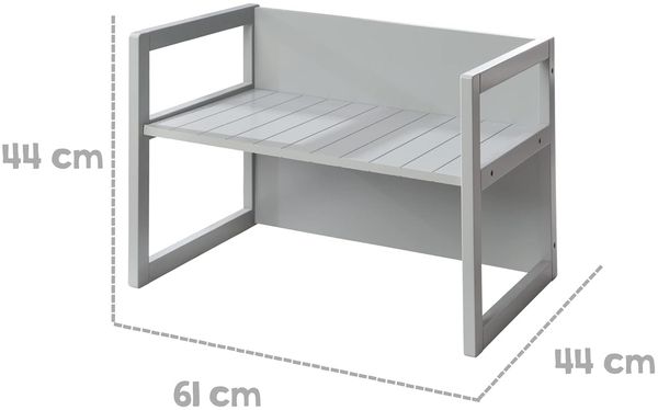 roba Sitzgruppe für Kinder - 1 Hocker & eine zum Tisch umwandelbarer Kinderbank - Grau Bild 10