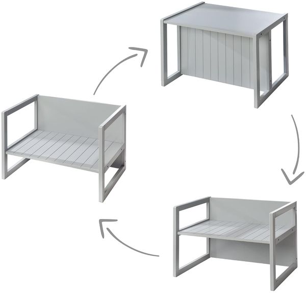 roba Sitzgruppe für Kinder - 1 Hocker & eine zum Tisch umwandelbarer Kinderbank - Grau Bild 7