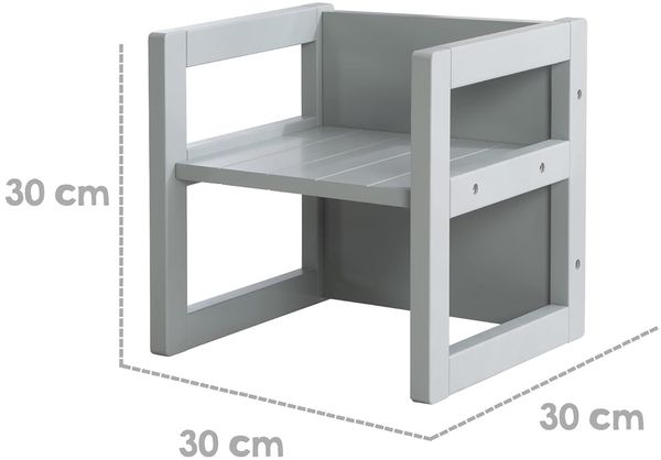 roba Sitzgruppe für Kinder - 1 Hocker & eine zum Tisch umwandelbarer Kinderbank - Grau Bild 9