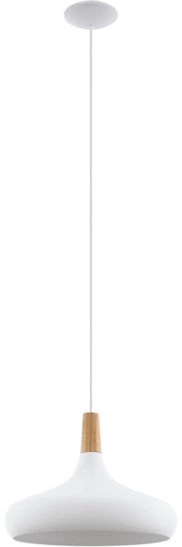 EGLO Pendellampe Sabinar, Pendelleuchte aus Stahl und Holz, Hängelampe in Weiß, braun, Fassung E27, Ø 40 cm, FSC zertifiziert