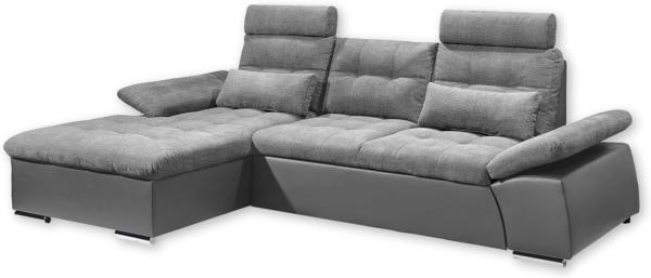 Ecksofa Couch Schlafcouch Schlafsofa Lederlook dunkelgrau anth Ottomane links L