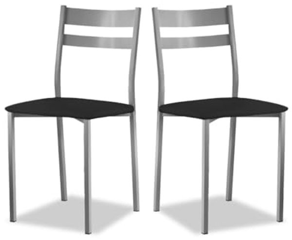 ASTIMESA SCRCNE kuechenstuhl, Metall Kunstleder Aluminium, Schwarz, Altura de asiento 45 cms