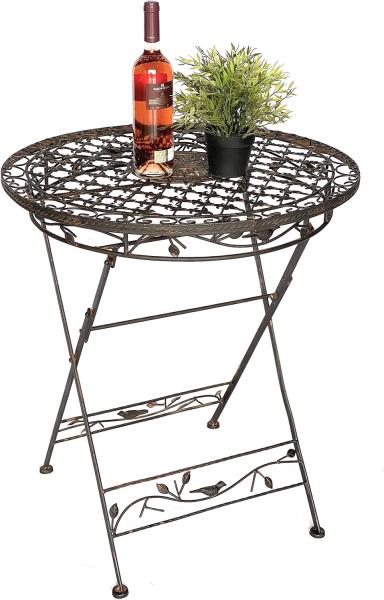 DanDiBo Tisch Bistrotisch Antik Rund Gartentisch Metall 1850 Avis Eisentisch Balkontisch Vintage